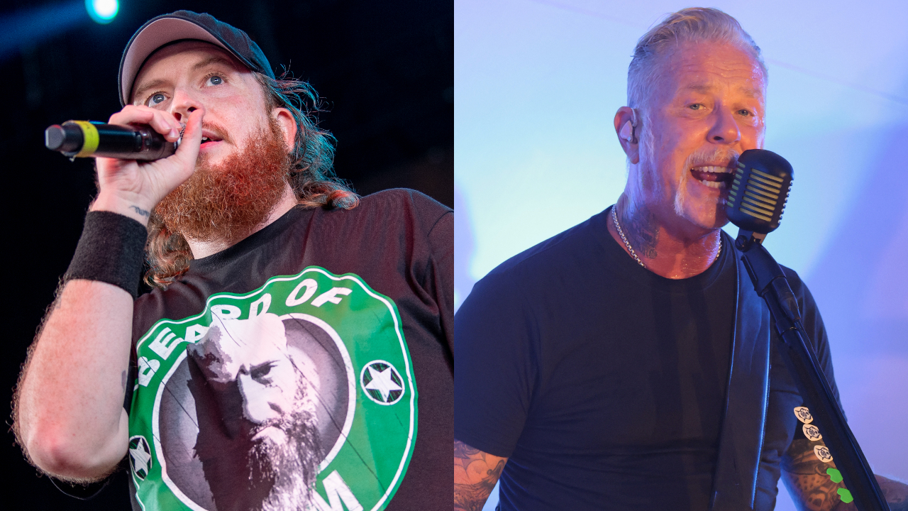 Jamey Jasta onstage in 2026 and James Hetfield onstage in 2025