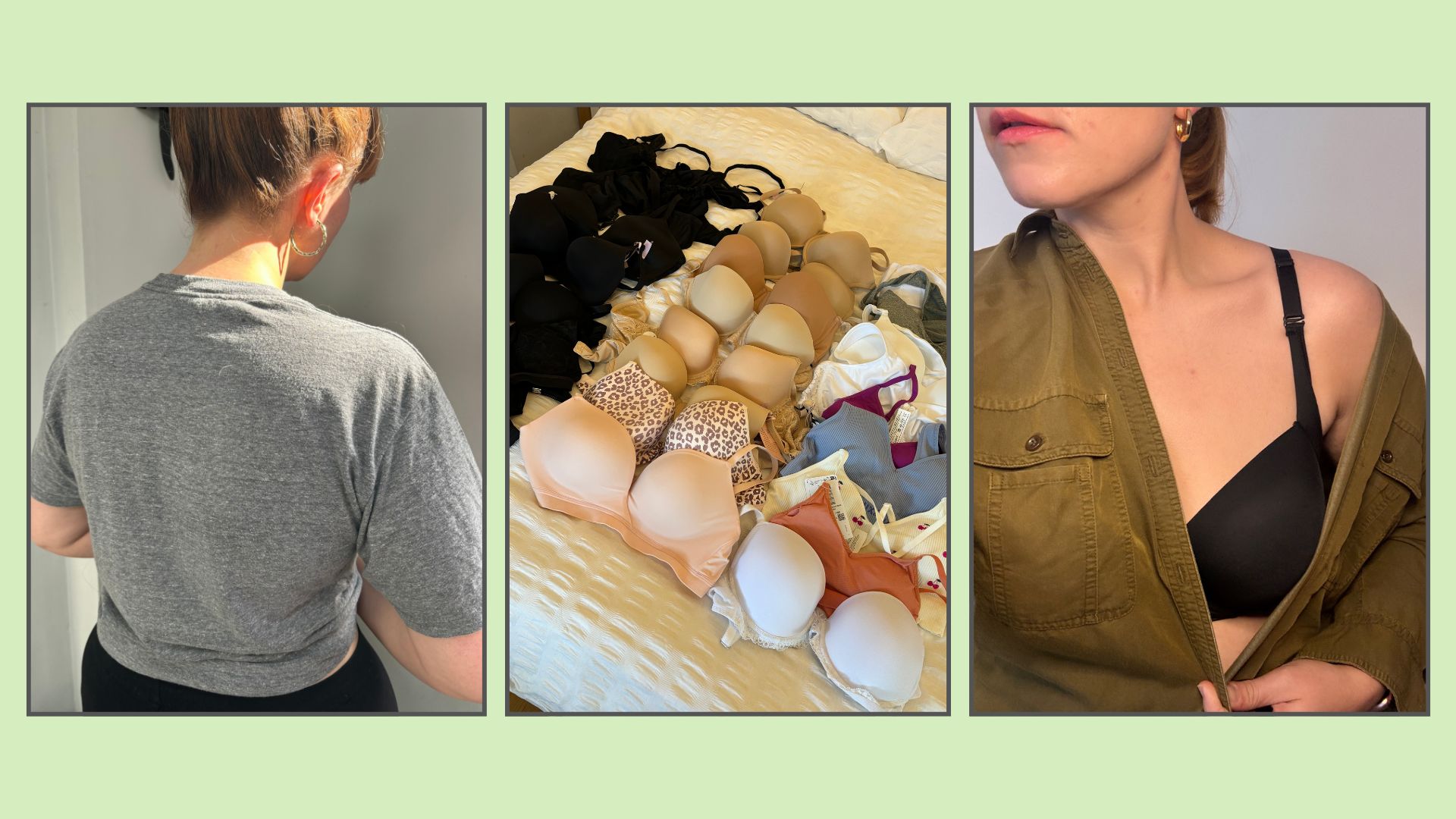 Two shots of Matilda and a selection of the Best bras for back fat
