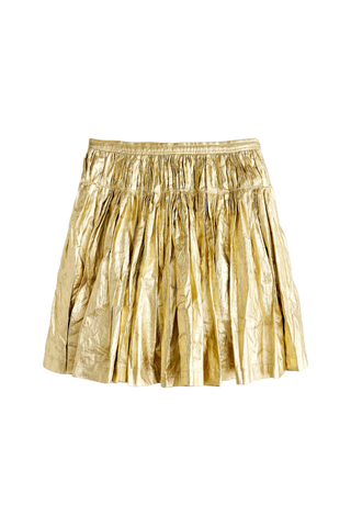 J.Crew Collection Pleated Linen Skirt in Metallic Gold