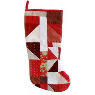 Thompson Street Studio Linen & Cotton Quilted Patchwork Stocking