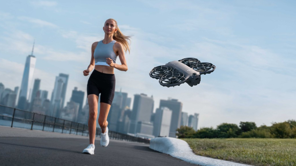 DJI Neo 2 with runner in New York