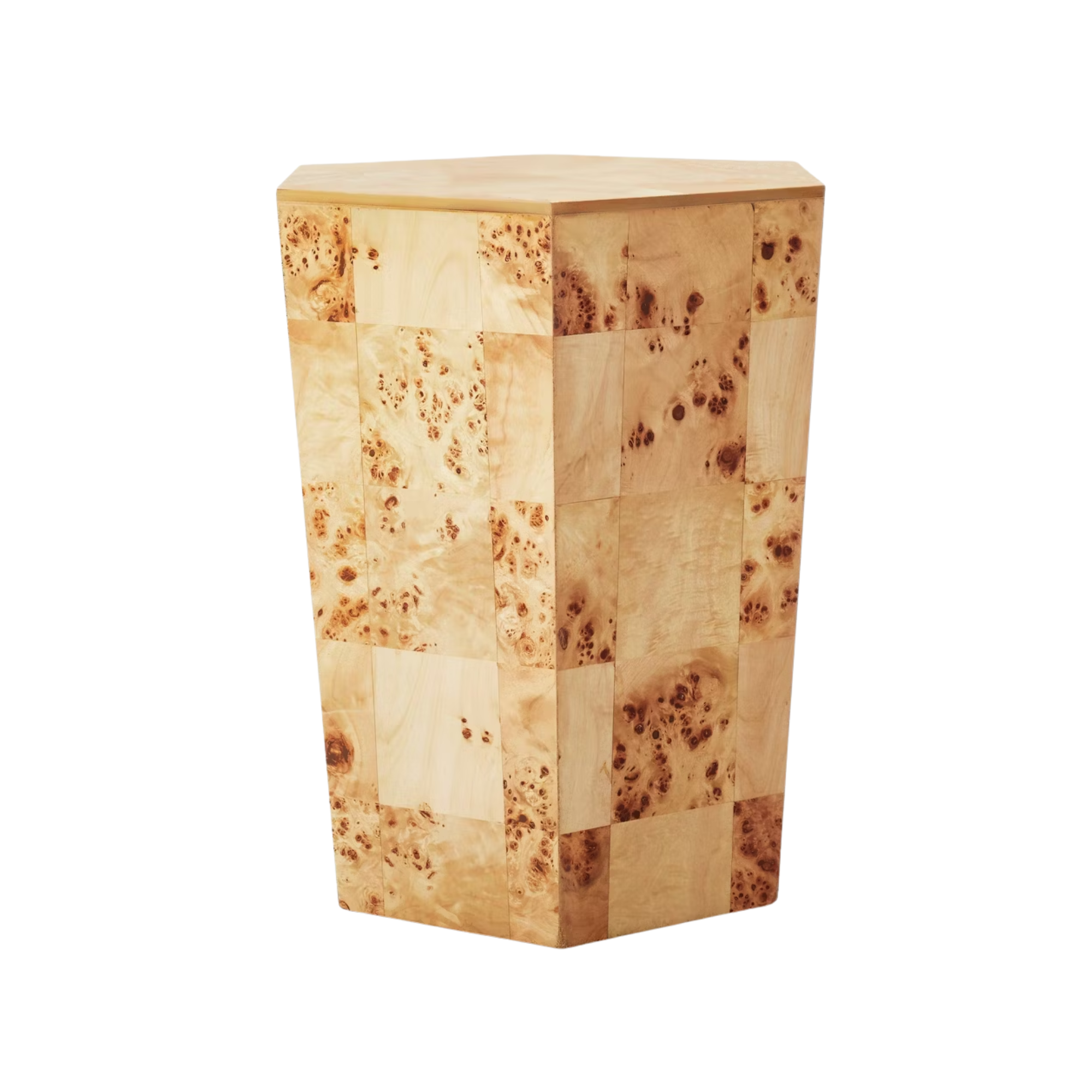 a burl wood side table