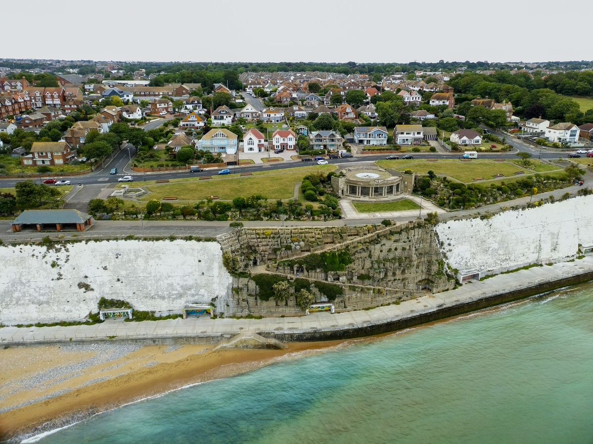 Aerial photo of English coastal town