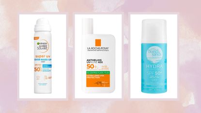 Collage of three of the best sunscreens for oily skin featured in this guide from Paula&#039;s Choice, La Roche-Posay and Murad