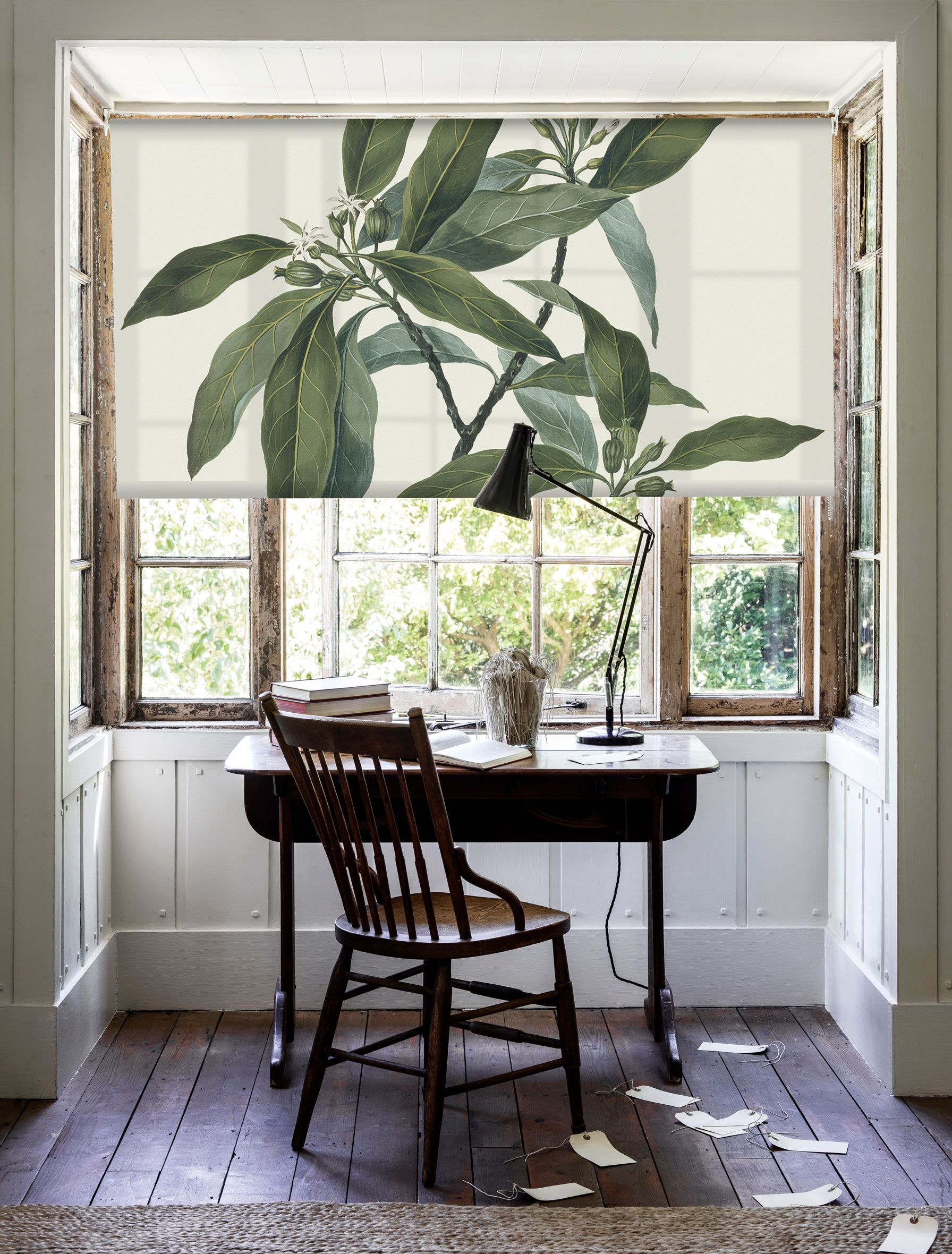 Home office with feature blind