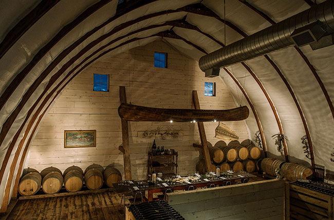 Hinterland Wine Company barrel room