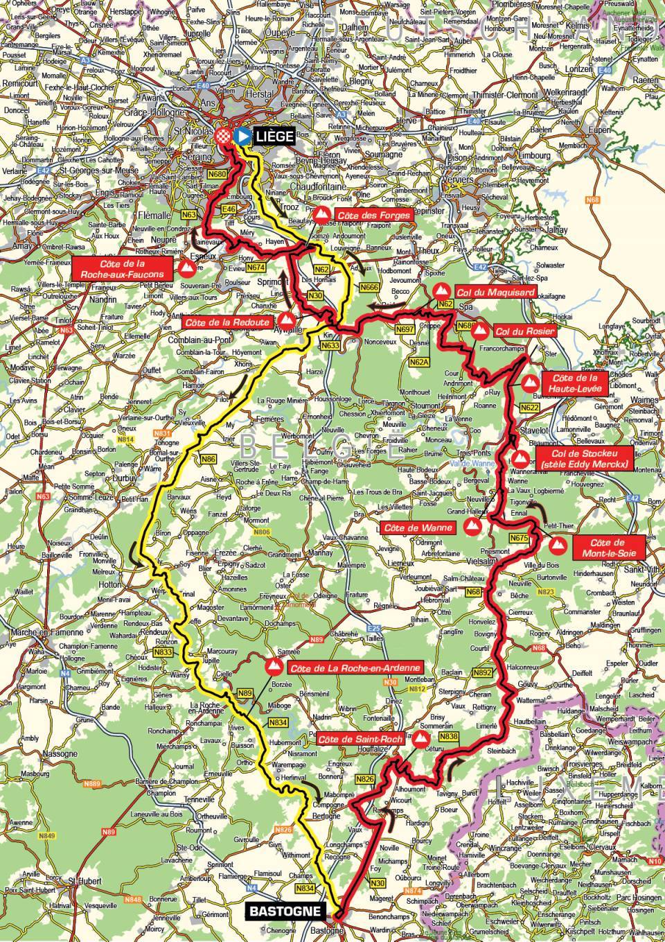 Liege Bastogne Liege Route Map Liège-Bastogne-Liège 2020 - Race Map | Cyclingnews