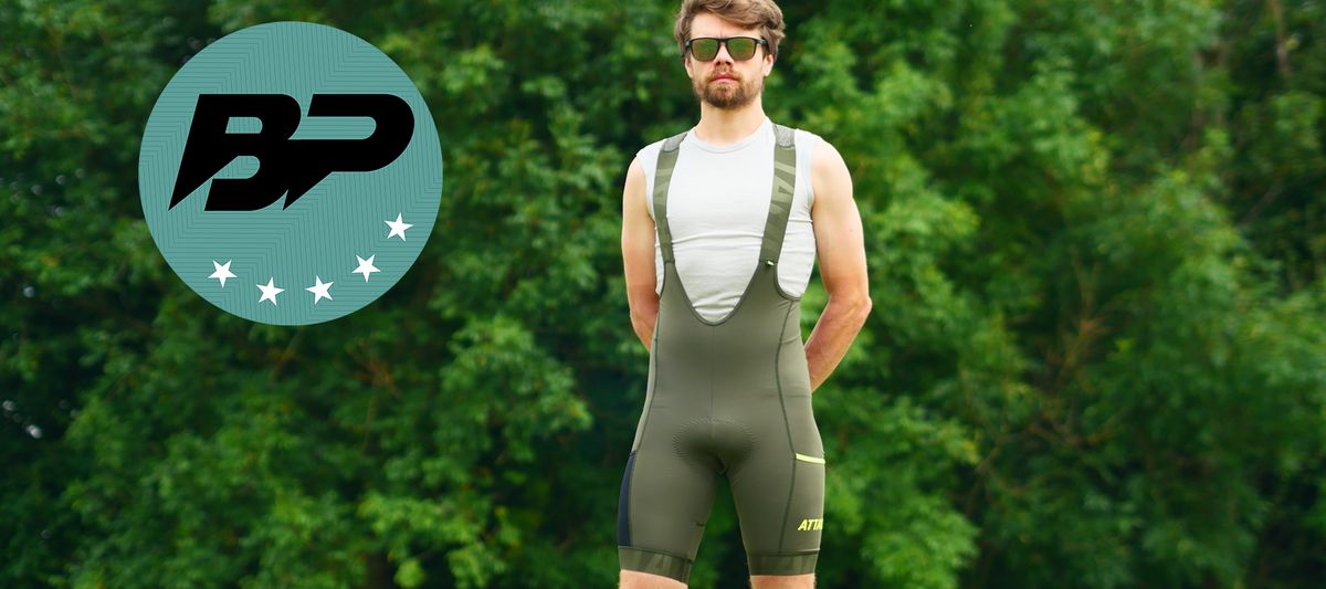 Attaquer All Day Cargo bib short review hero image with a 5 star badge