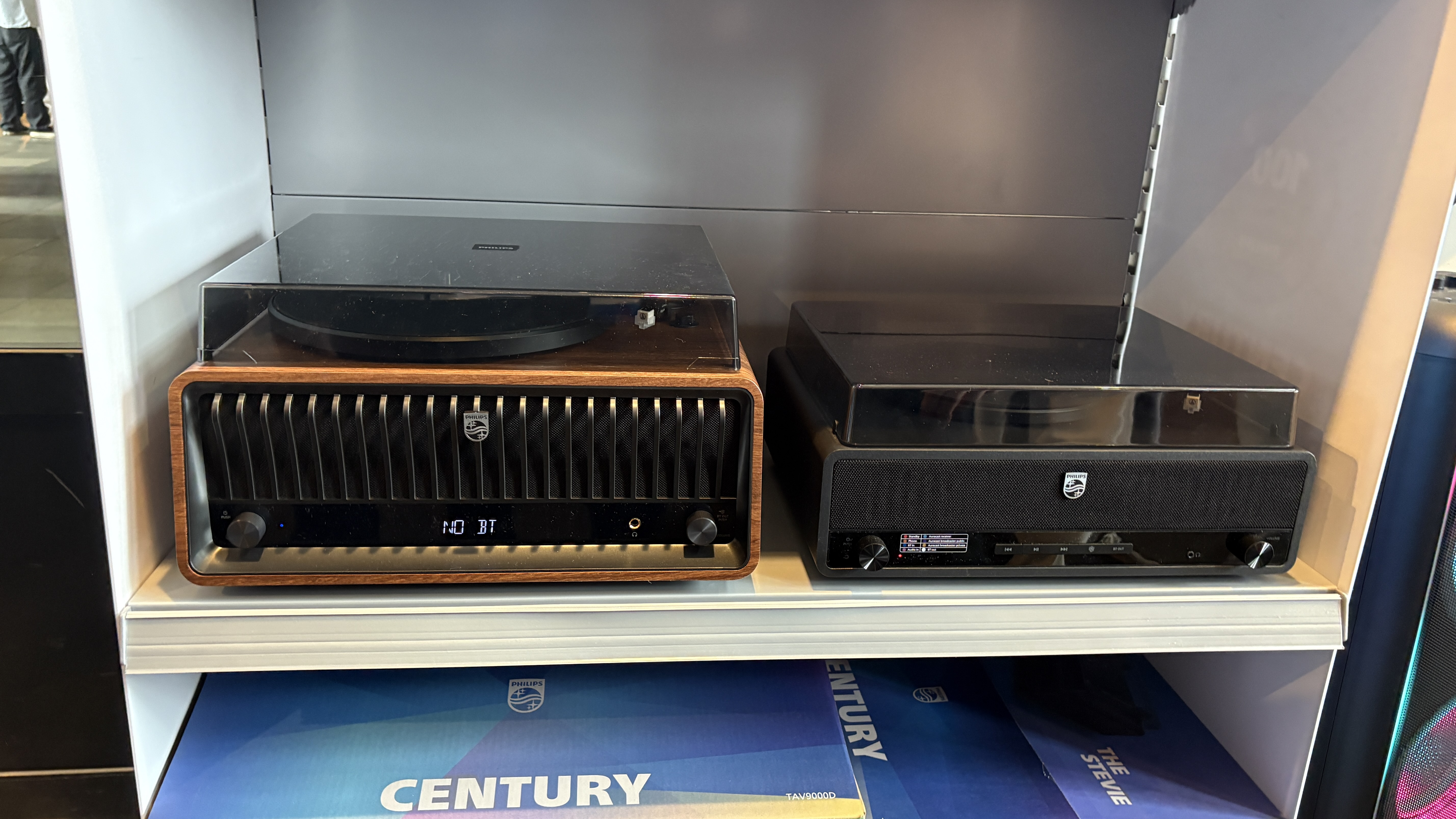Philips The Tina and The Stevie turntables on display