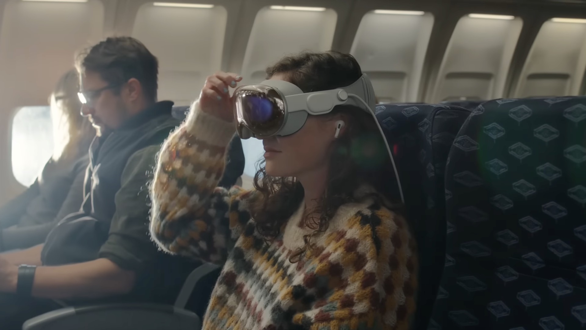 Apple Vision Pro on plane