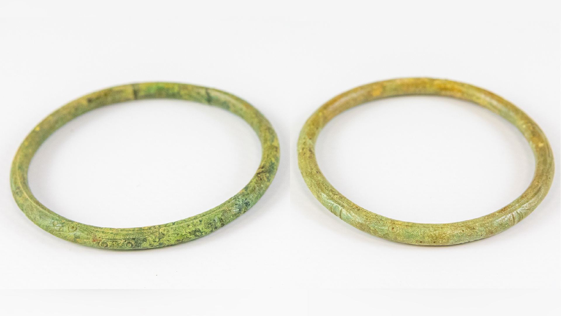 two green copper bangles