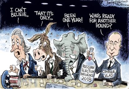 Political cartoon U.S. Trump Russia 2016 election meddling Democrats