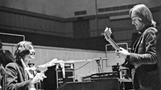 Steve Winwood and Dave Mason of Traffic rehearsing at The Fairfield Hall, Croydon, South London in preparation for a recorded concert for their Welcome To The Canteen album on the 6th June 1971