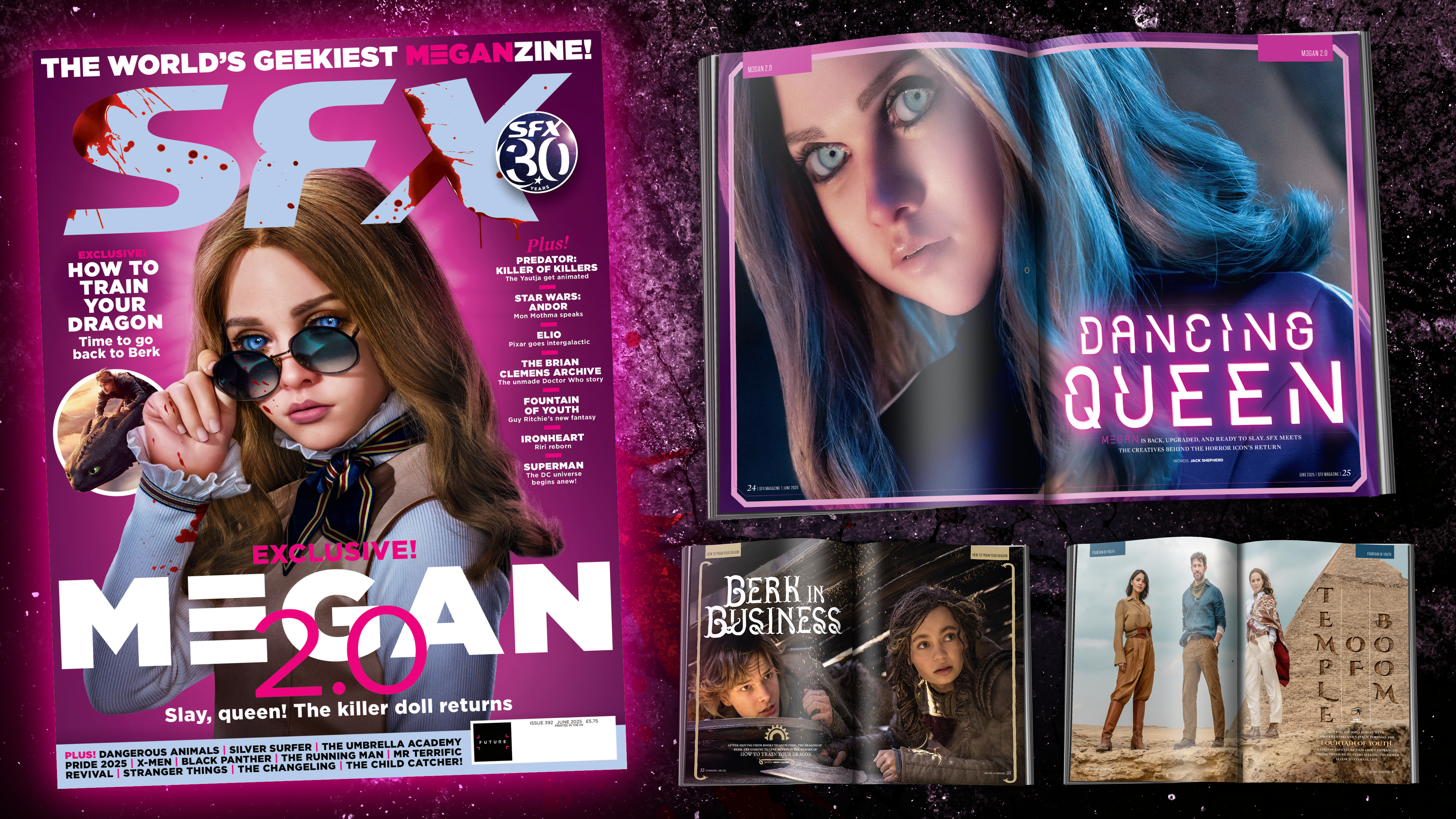 The cover of SFX 392 and some of the features inside