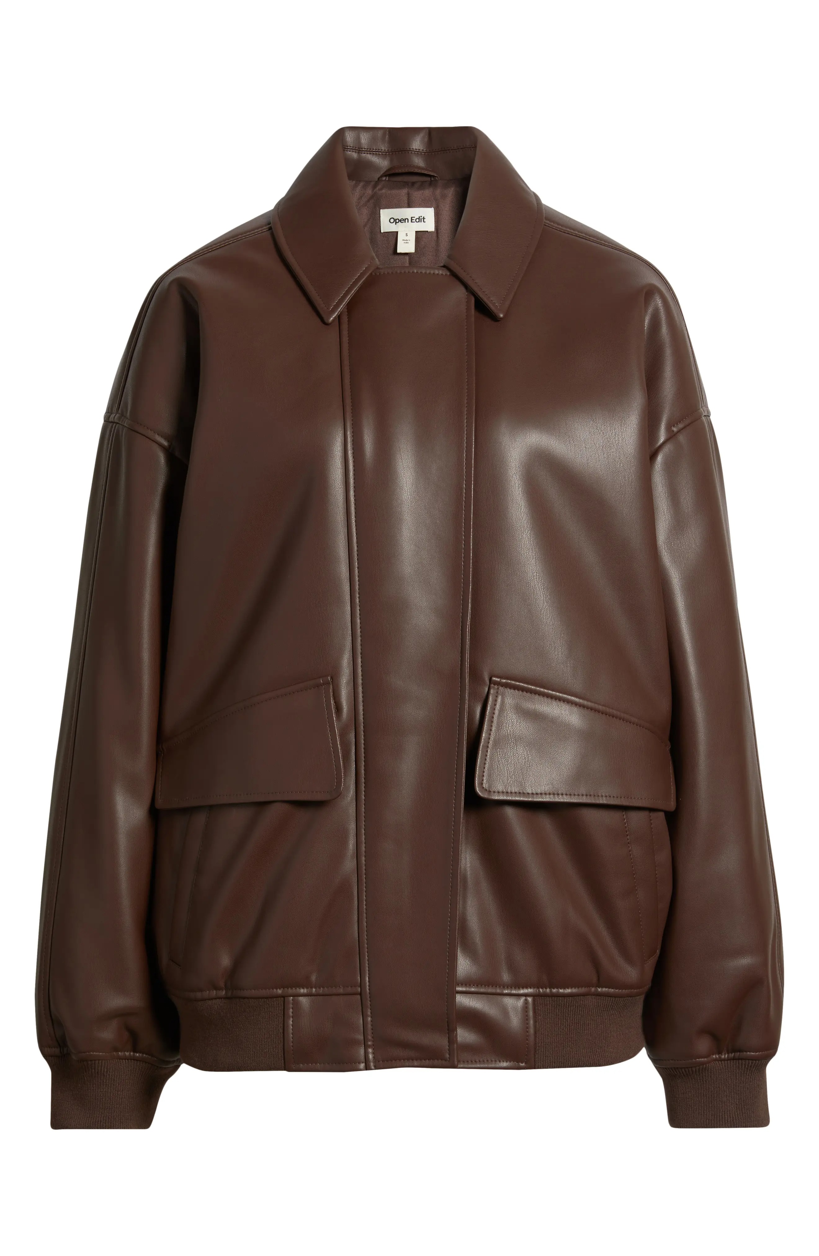 Open Edit, Oversize Faux Leather Jacket