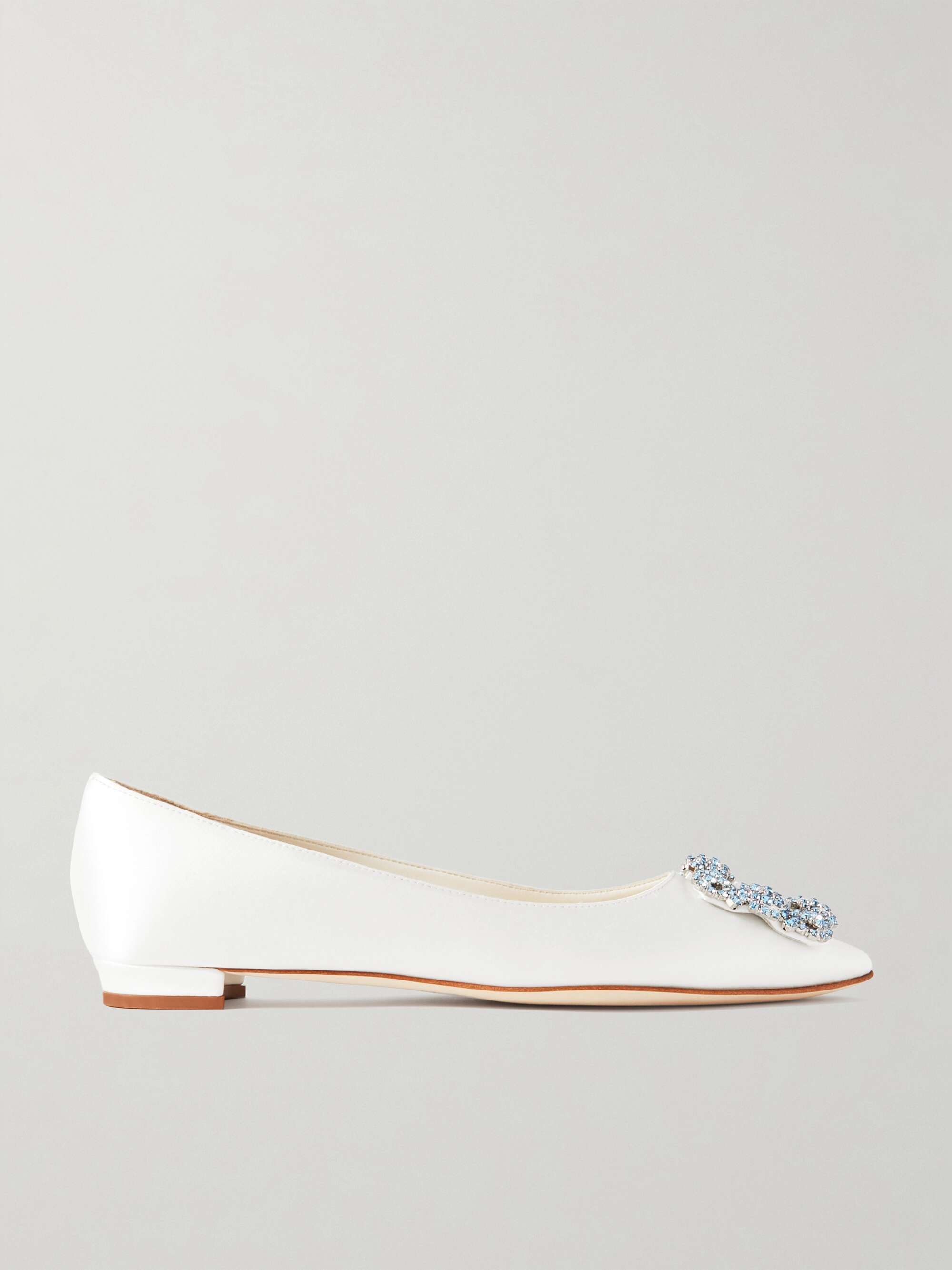 Hangisiflat Crystal-Embellished Satin Point-Toe Flats