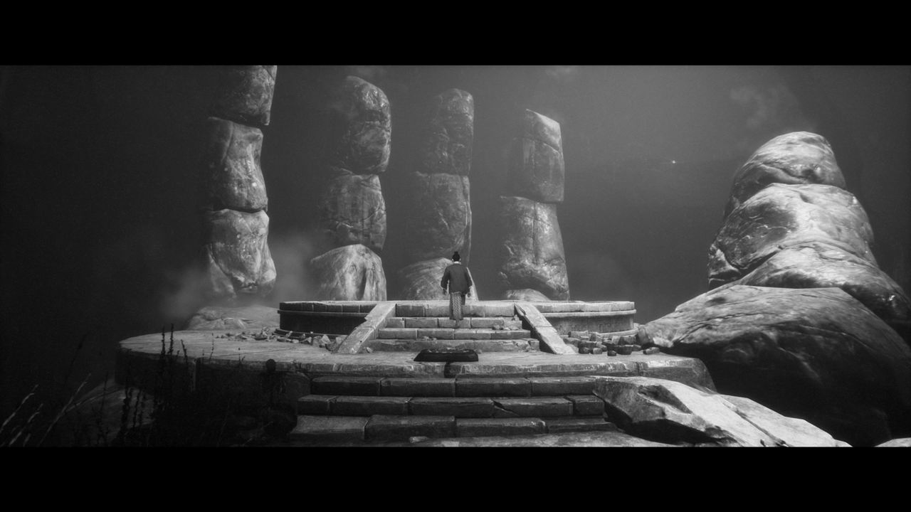 Screenshots from the black and white samurai side-scroller, Trek to Yomi