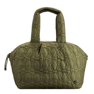olive green quilted tote bag