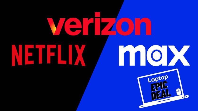 Verizon, Netflix and Max Logo against a black and blue background with epic deal badge