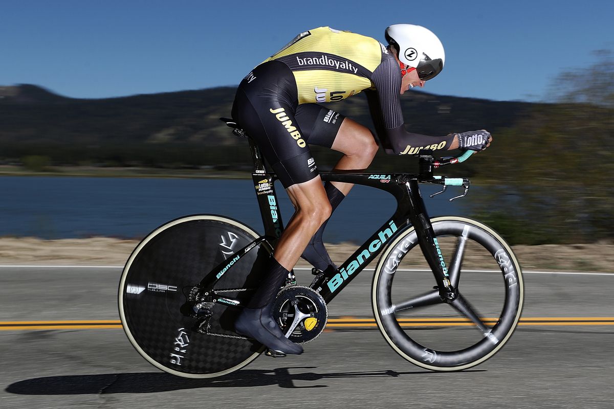 Robert Gesink (LottoNl-Jumbo) finished the TT on his road bike