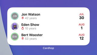 Cardhop widget