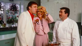 Donald and Ivana Trump at home in the kitchen