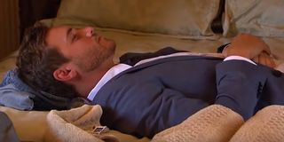 Bachelor Peter lies down on bed The Bachelor 2020 finale ABC