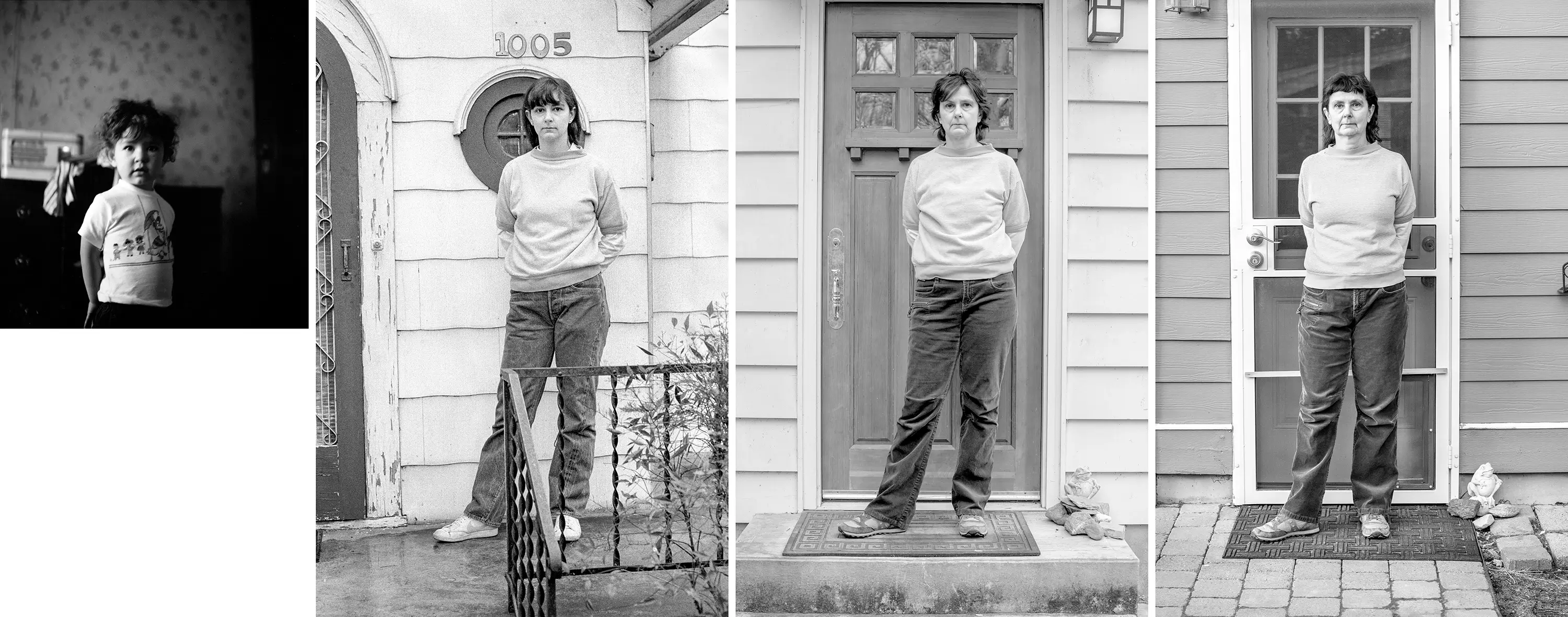 Series of images depicting same person aging.