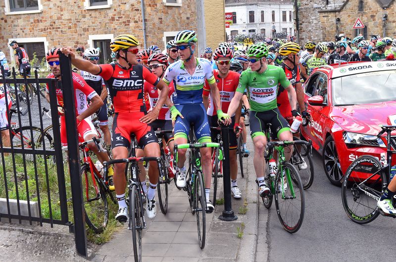 Riders during the race neutralisation