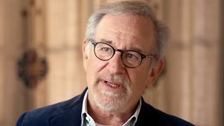 Steven Spielberg talking head shot in Music By John Williams documentary