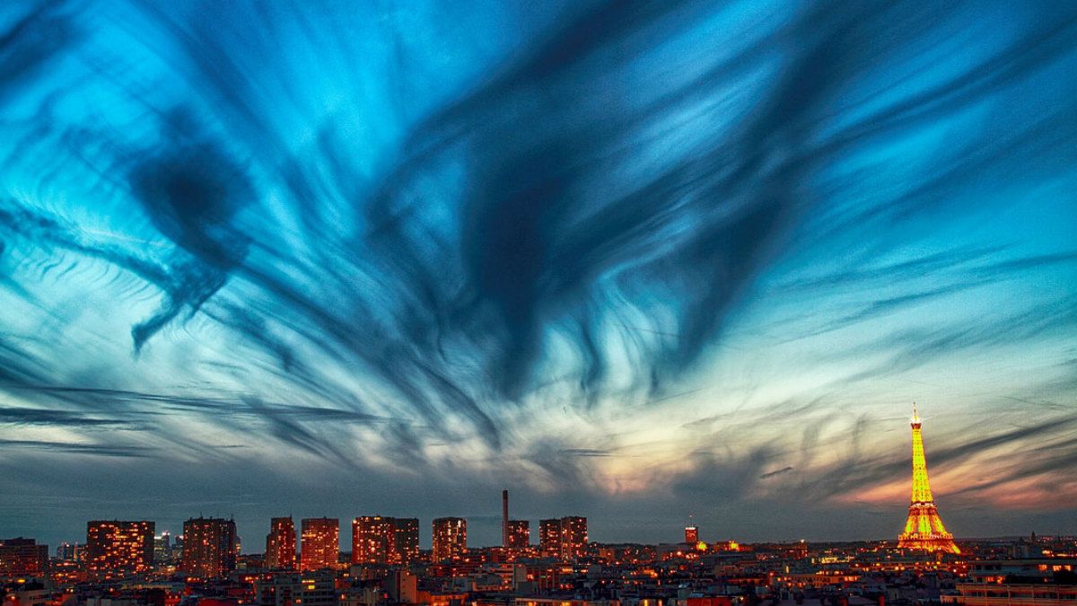 These Cirrus clouds were captured over Paris in June and are usually thin enough to see stars through