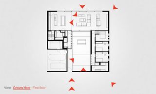 Interactive floor plan of a residential home with focus on the ground level design