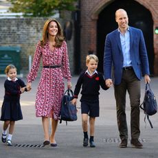 london, united kingdom september 5 princess charlotte arrives for her first day of school, with her brother prince george and her parents the duke and duchess of cambridge, at thomass battersea in london on september 5, 2019 in london, england photo by aaron chown wpa poolgetty images