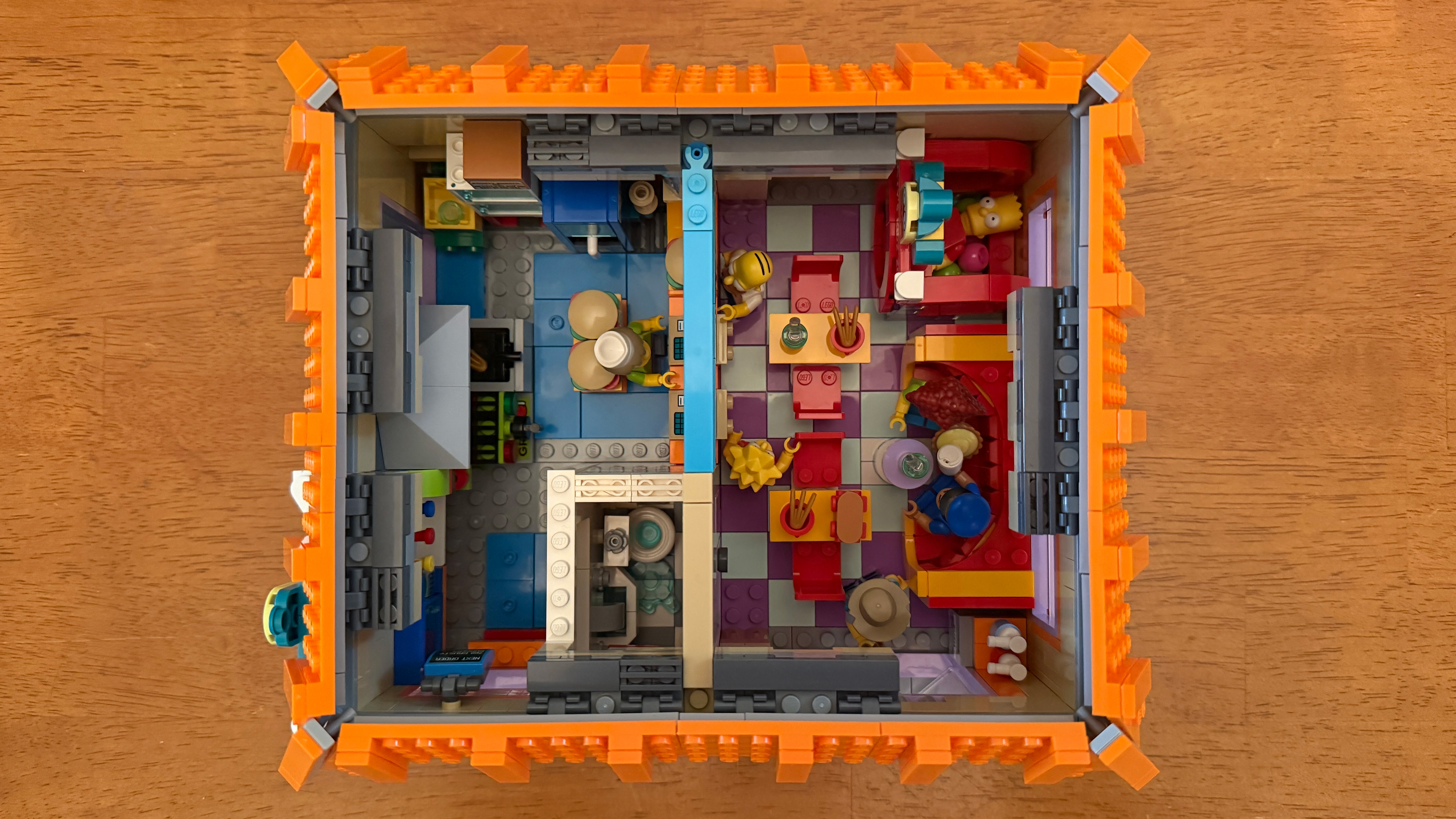 Top-down view of the Lego The Simpsons Krusty Burger (10352) set