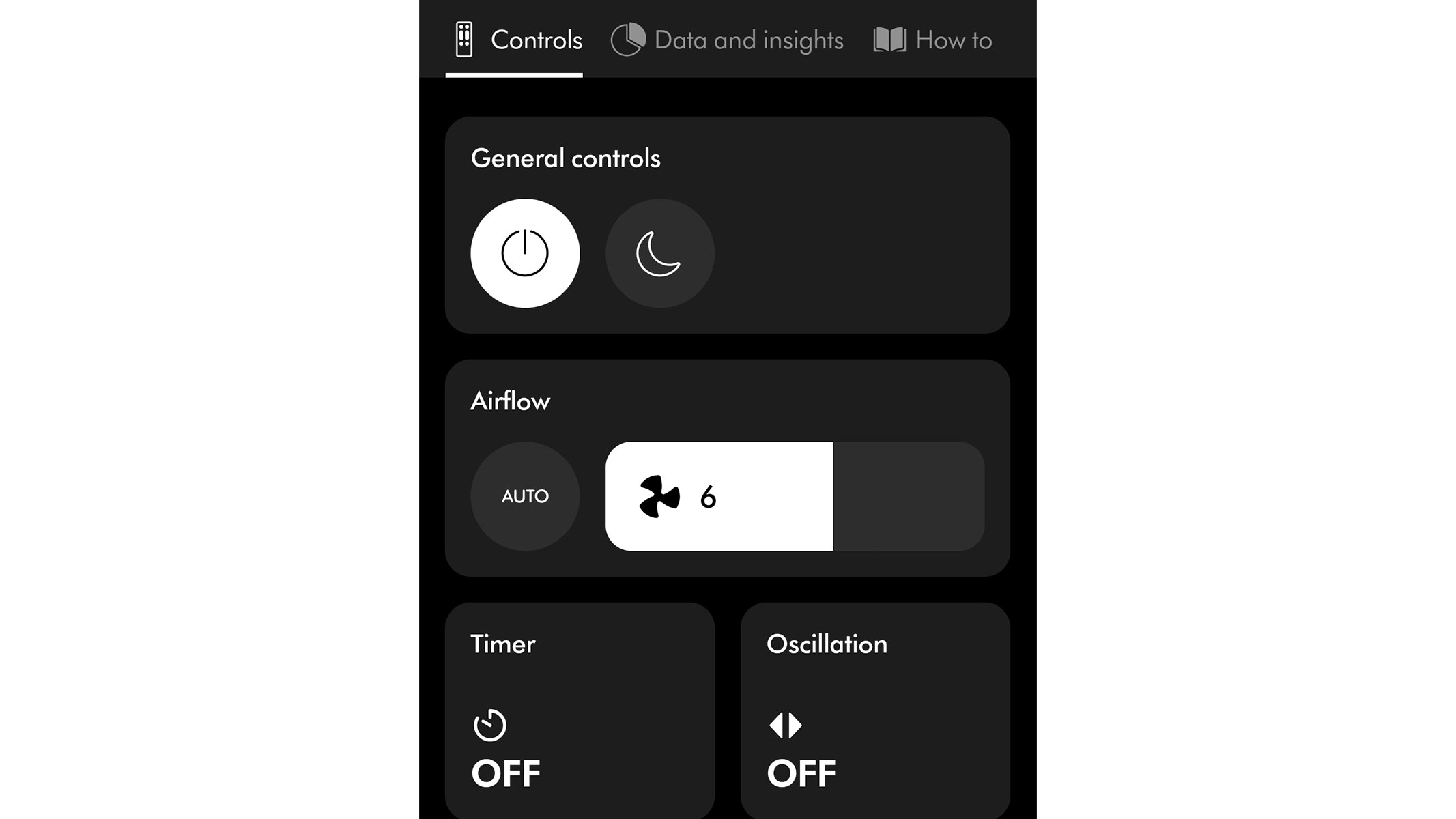 A screenshot of the main page from the MyDyson app