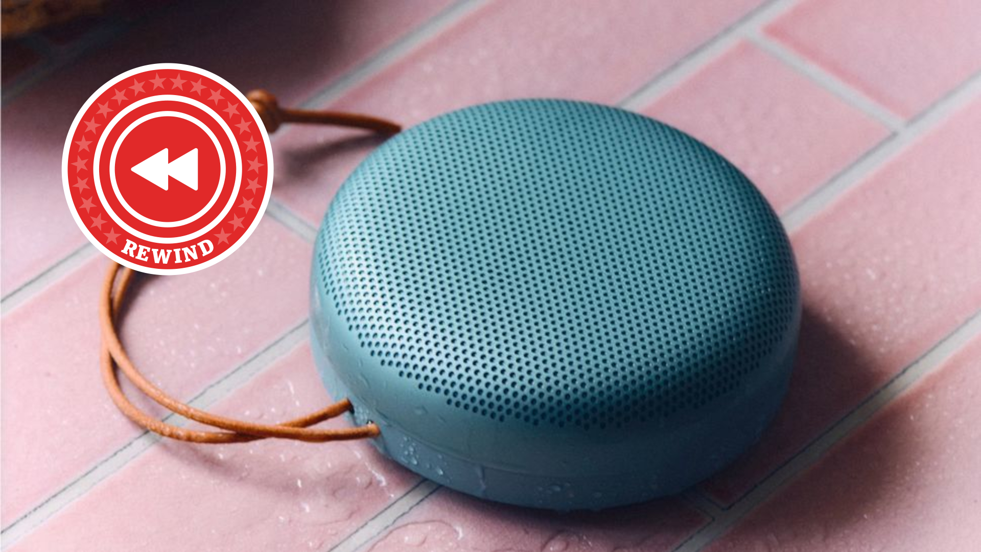 Beosound A1 gen 3 on tile with Rewind logo
