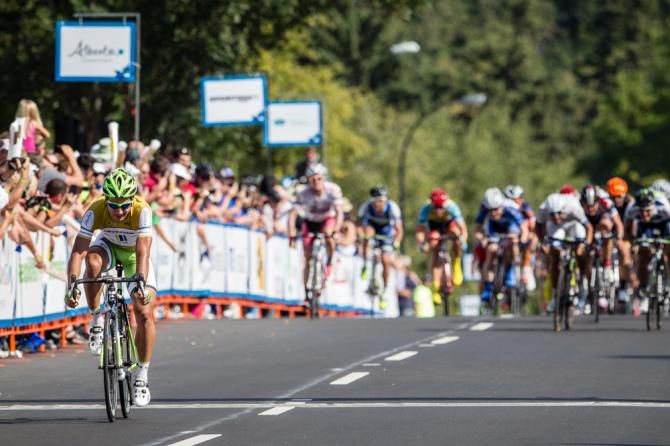 Peter Sagan (Cannondale) gapped the rest of the field to take third place.