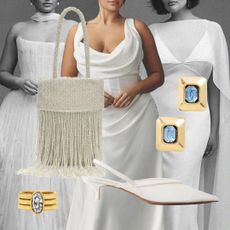 Collage of Bridal Dresses and Accessories