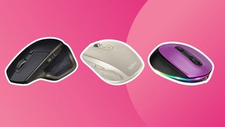 The best USB-C mouse options on a pink background