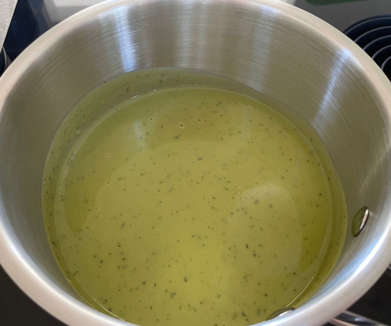 Lakeland Stainless Steel Pan Set boiling pea soup