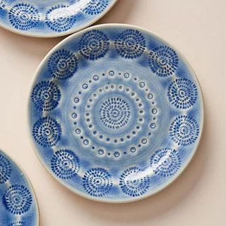 blue and white plates from anthro