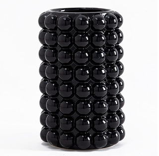 Modern beaded black glass vase in black from Amazon.
