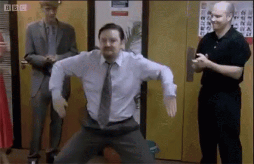 The Office U.K. David Brent dance GIF