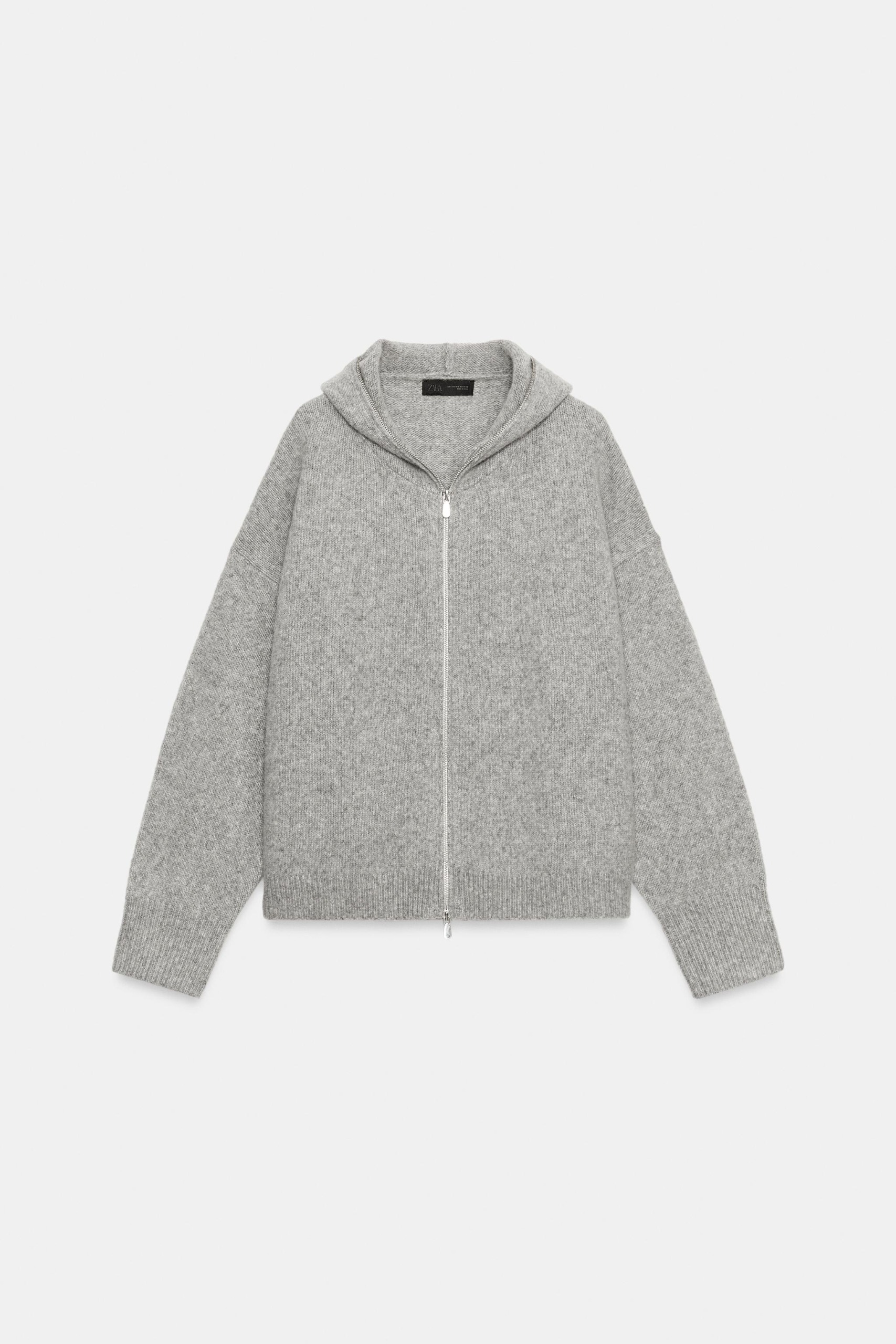 Wool Hoodie Sweatshirt - Gray - Xs-S