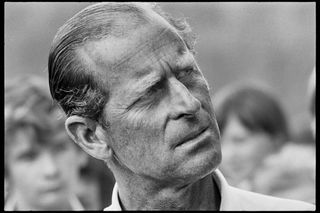 Prince Philip young - A close up portrait of Prince Philip, the Duke of Edinburgh, at a horse carriage driving event in Windsor Home Park, England, July 1975