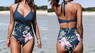 Cupshe Wrap Front Cutout One Piece Swimsuit floral swimsuit