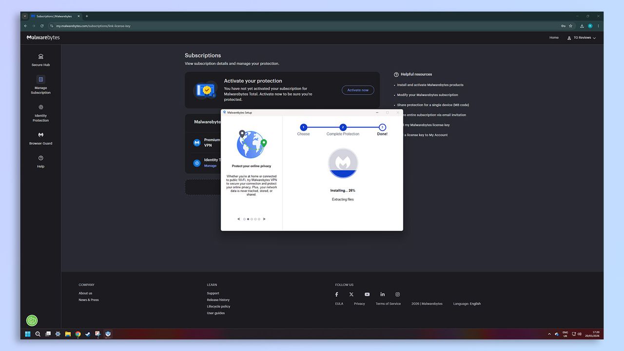 Malwarebytes antivirus software screenshot