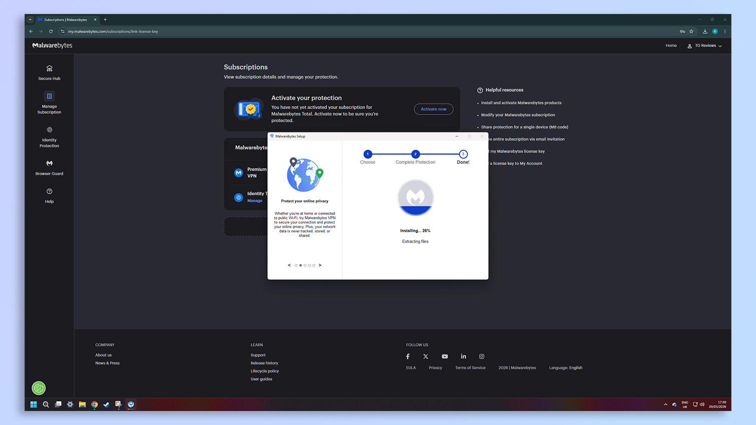 Malwarebytes antivirus software screenshot