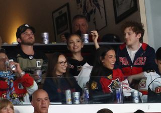 Ariana Grande and Ethan Slater at the Stanley Cup final in Sunrise, Florida on Saturday, June 8, 2024