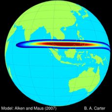 A naturally occurring electric current, called an electrojet, flows about 60 miles (100 km) above Earth's surface along the equator.